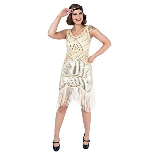 Ro Rox Robe de Great Gatsby Flapper Années 1920 - Champagne (40)