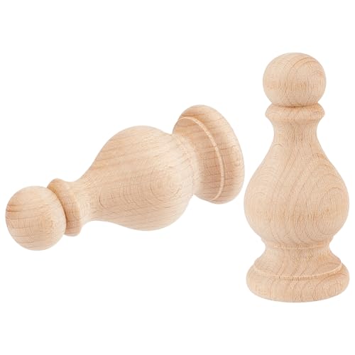 Embout poteau de lit bois hêtre brut décoratif BENECREAT x2