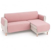 Lanovenanube - Housse de canapé d'angle matelassée Mallorca - Pratique réversible 200 cm - Couleur rose