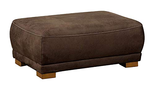 Cavadore Sofa-Hocker "Modeo" / Sitzhocker für Sofa mit moderner Kontrastnaht / Hochwertiger Mikrofaser-Bezug in Wildlederoptik / Holzfüße / Maße: 100x40x66 cm (BxHxT) / Farbe: Mokka (dunkelbraun)