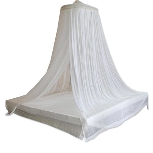 NOVICA White Handmade Cotton Bed Canopy With Bamboo Ring, 'Ethereal Dream'