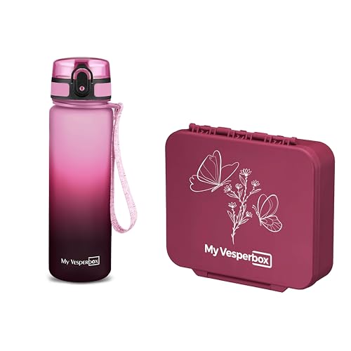 My Vesperbox Liv Set – Brotdose & 500ml Trinkflasche für Kinder – auslaufsicher & BPA-frei – Lunchbox für Schule & Kindergarten - Bento Box Set - Made in Germany