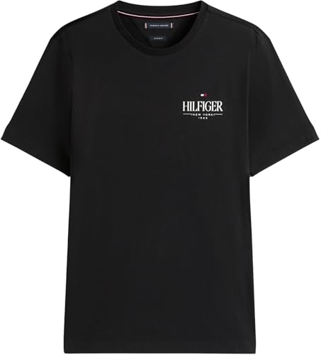 Tommy Hilfiger Camiseta de Manga Corta Hombre Stack tee Regular Fit, Negro (Black), L