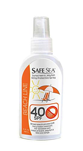 Safe Sea Anti-jellyfish Sting Protective Spray - Sunscreen - Sunblock - Sea Lice - Jelly Fish (SPF40, 4oz Bottle, Single Pack)