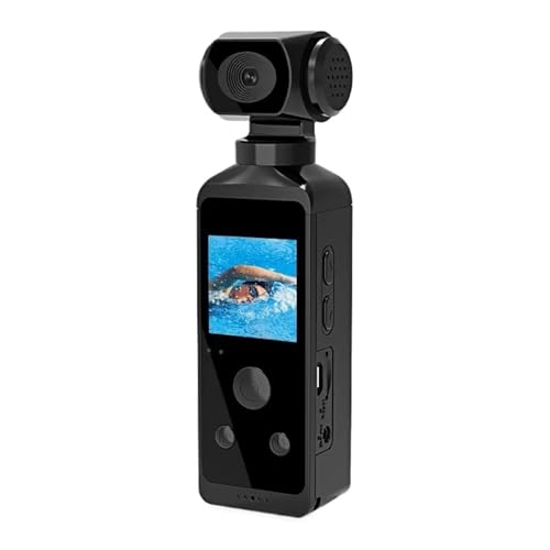 TRDEWR Videocámara De Acción Bolsillo 4K 1080P, Cámara Deportiva HD, Pantalla LCD 1,3 ', Minicámara WiFi Giratoria 270 ° con Funda Impermeable, Movimiento Portabilidad Sin Esfuerzo(Wit 32G Card)