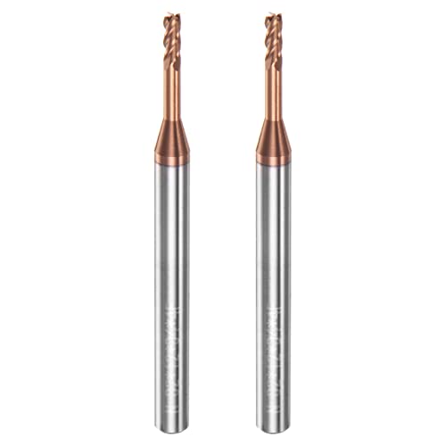 Image of HARFINGTON 2pcs Square Nose End Mill 4mm Shank 2mm x 12mm AlTiSin Coated Solid Carbide Long Reach Extended Neck 4 Flutes CNC Router Bit Milling Cutter for Stainless Steel Hardened Steel