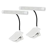 BIGMOANT Battery Operated Book Light, Reading Light with Clip, Eye Care Book Light, 2 Adjustable Brightness Set, Flexible Metal Neck, Perfect for Book Lovers (White, 2 Pack)