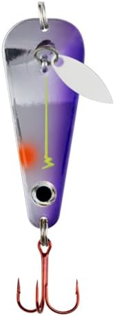 Northland Tackle Ice Fishing Thumper Spoon, Stamped Brass Flutter Spoon Ice Fishing Lure for Walleye, Crappie, & More, 10 Colors, Purple Racecar, 1/16 Oz