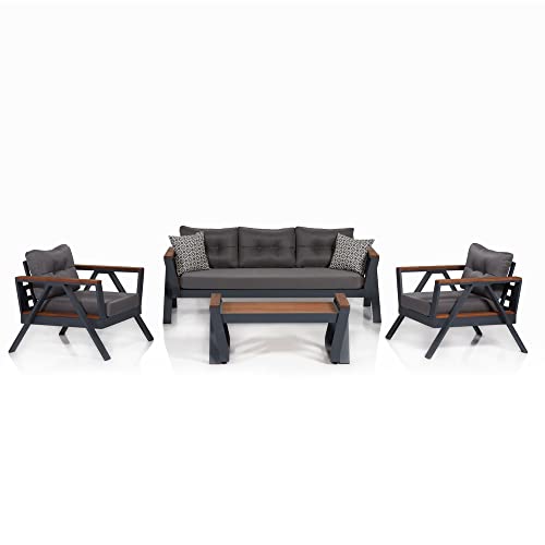 Set de muebles de exterior Gris y Negro