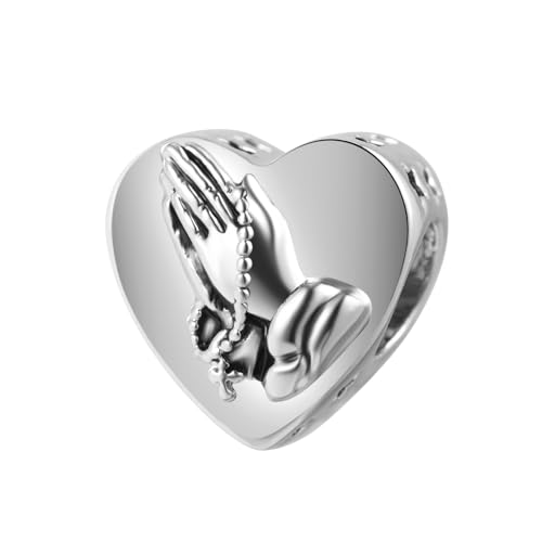 Praying Hand Heart Charm Christian Bible Verse Bead for Pandora Bracelet