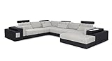 sofa hannover ebay B357 x H71 x T295 Bullhoff by Giovanni Capellini Leder Wohnlandschaft XXL grau/schwarz Stoff Sofa Couch U-Form Designsofa Ecksofa mit LED-Licht Beleuchtung Hannover