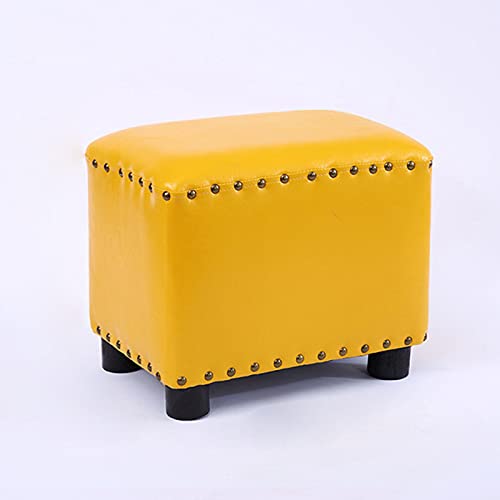 GVBJIUAXJM Reposapiés para Sala de Estar, Taburete Vintage tapizado con Remaches, puf de Cuero sintético, Taburete de Madera para Sala de Estar, Dormitorio, sofá, Banco, Asiento, Taburete de