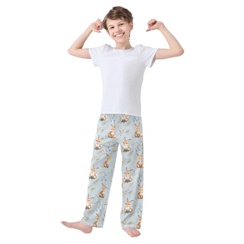 Fox Rabbit Leaf Long Pajama Pants Bottoms Soft Sleepwear with Pockets2