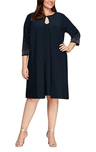 Image of Alex Evenings Womens Midi Scoop Neck Shift Dress with Jacket (Petite and Regular)