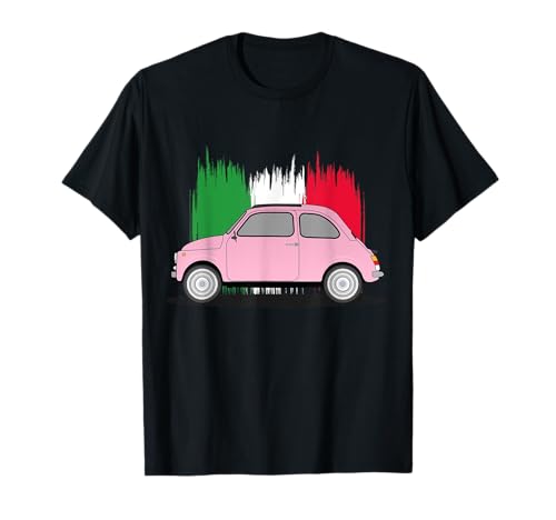 Abbigliamento Auto d'Epoca T-Shirt Homme Vintage Voiture Italie 500 Cadeau Papa Moteurs Rose S EU 15-16.5 cm Col Ras du Cou Classic Uni Manche Courte 1 Count 0...