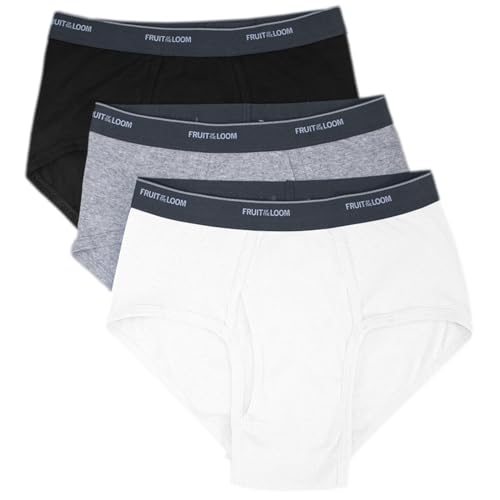 La Mejor Lista de Trusa Blanca los 10 mejores. 39 Fruit of the Loom 3P76CM.103 Trusa 3pk para Hombre, Gris, Negro y Blanco M