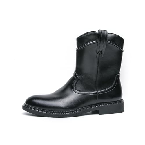 CHUUMEE Men's Round Toe Cowboy Boots Side Zipper Ankle Boots Fashion Dress Boots for Men2