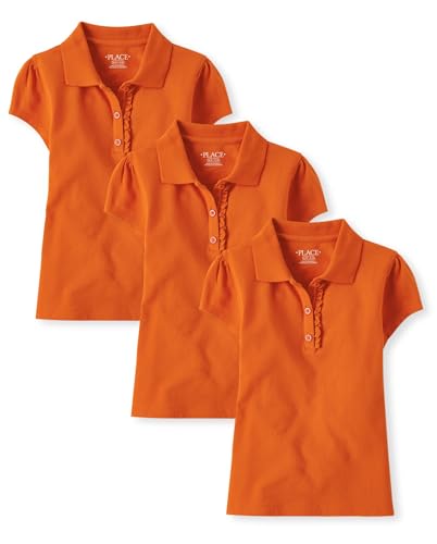 The Children's Place,Girls,Multipack Short Sleeve Pique Polos,Flame 3-Pack,X-Small