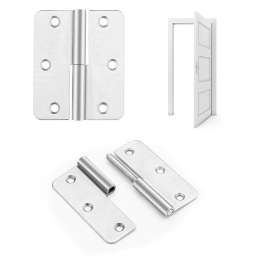 HSMT-hinges 3.5 Inch Lift Off Hinge, Stainless Steel 304, Detachable Slip Joint Flag Hinges for Wooden and Metal Doors, Windows, and Various Functional Metal Equipment (Right Handed, 4 PCS)
