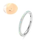 AROWRO Aros de nariz con bisagras de ópalo para mujer, de acero quirúrgico, 16G, 18G, 20G, diámetro de 6 a 12 mm, joyería de piercing de caracola, hélice, daith, joyería, 18G(1.0mm）-6mm, Ópalo, acero
