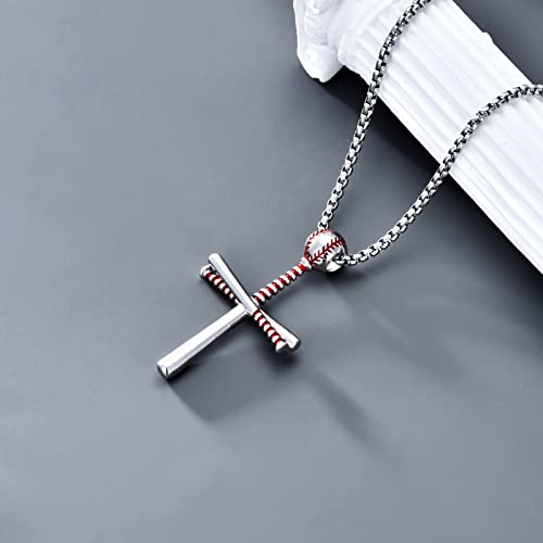 Baseball Necklace Sterling Silver Bible Cross Verse Philippians 4:13 I CAN DO All Things Baseball Necklace Gift for Men Boy4