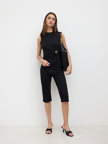 CIDER Tank Tops for Women Crew Neck Sleeveless Twist Front Solid Trendy Basic Casual Summer Top Knit Fabric2