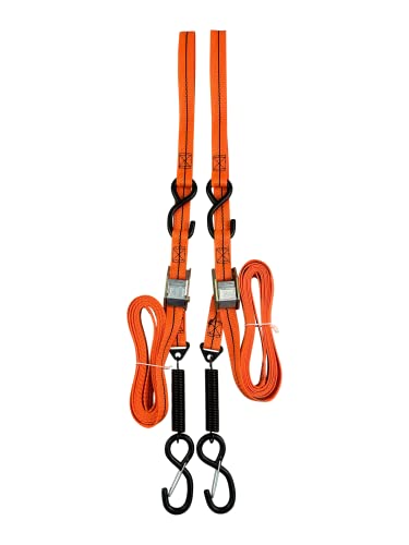 Cajun Tie Downs Spring Loaded RV & Camper Awning Tie Down Kit Auger Anchors Soft Loop or Hook 1 x 12 2-Pack Made in USA Orange