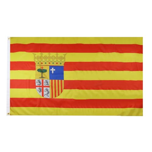 AZ FLAG - Bandera Aragón - 90x60 cm - Bandera Aragonesa 100% Poliéster Con Ojales de Metal integrados - 50g - Colores Vivos Y Resistente A La Decoloración