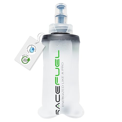 RACEPACE RaceFuel faltbare 150ml Trinkflasche Gelflasche, Soft Flask BPA-frei, mit RaceFuel Energy Gel Rezept QR-Code, perfekt zum Laufen, Marathon, Triathlon und Radfahren (1 Stück, 150ml)