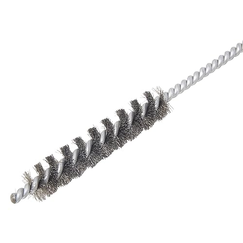 Image of Brush Research 84 Spiral Twist Brush, Stainless Steel 302, Single Stem, 1 /2 inch Diameter, 0.005 inch Wire Diameter, 7-1 /2 inch Shank Length, 10 inch Length, Hand Brush (Pack of 12)