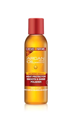 Creme of Nature Heat Protector Smooth & Shine Polisher, Seals Shine, Smooths Hair, Protects Up to 450°F, Infused with Argan Oil, 4 fl oz