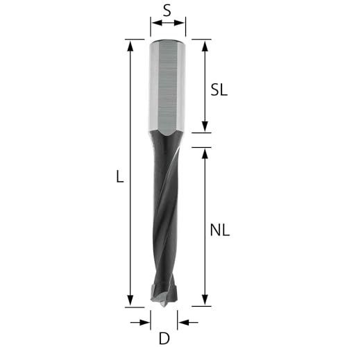 Broca de espiga carburo D 14 mm para Mafell DDF40 vástago 8 mm 3