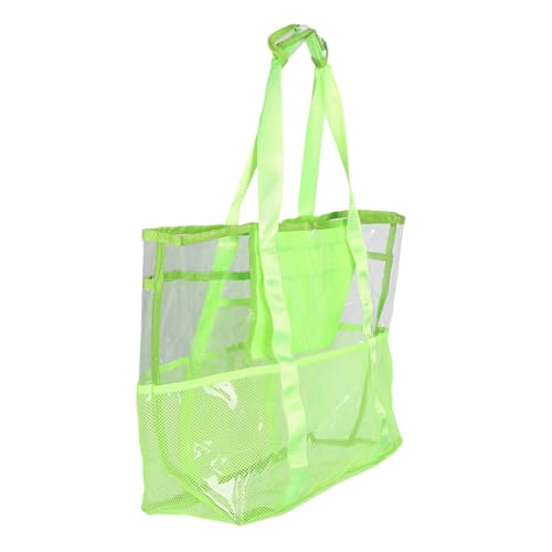 Mipcase Capacity Mesh Beach Bag Sandproof Tote with Pockets for Family Outings Foldable Lightweight Transparent Handbag for Swim Pool Vacation Essentials
