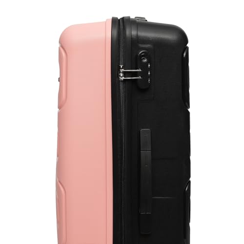 Image of Yayavar Tokyo Textured ABS Hard-Sided Suitcase Bag - 120L| Dual Color Trolley with 4 Spinner Wheels, Number Lock, Water Resistant | Luggage Bag for Travel (Pink & Black, 71cm, Large)