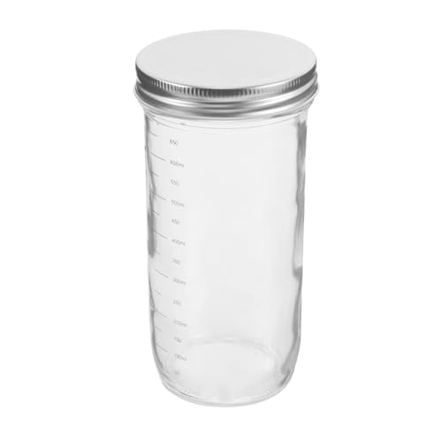 Cabilock Bocal Verre Transparent pour Fermentation avec Couvercle Étanche Gradué pour Conservation Alimentaire Adapté Préparation de Sauces Pimentées Confitures et Marinades