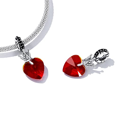 Abalorio de oso con corazón rojo dije de plata para San Valentín 4