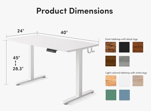 FEZIBO Height Adjustable Standing Desk, 100 * 60 cm Stand up Table, Desk with Splice Board, Cream White Frame/Cream White Top