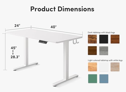 FEZIBO Height Adjustable Standing Desk, 100 * 60 cm Stand up Table, Desk with Splice Board, Cream White Frame/Cream White Top