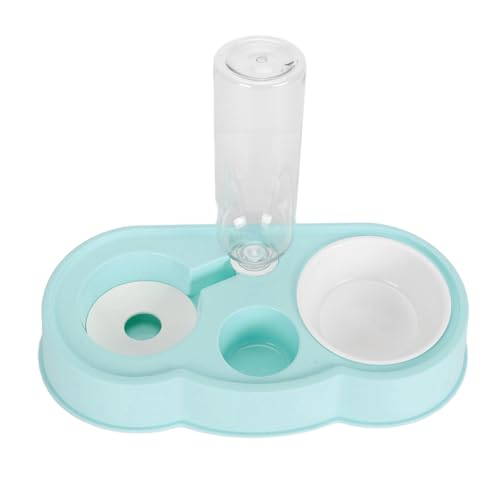 POYHKFD Juego de cuencos de agua y comida para mascotas, cuencos dobles para perros y gatos, comedero de comida y agua con botella de agua automática, dispensador de agua estable para mascotas con