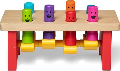 Image of MeMelissa & Doug Deluxe Pounding Bench Wooden Preschool Learning Toy with Mallet Classic Wooden Toddler Toys for Ages 2+Lissa & Doug Deluxe Pounding Bench Wooden Preschool Learning Toy with Mallet