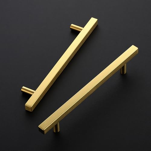 Image of Ravinte 20 Pack 6-1 /4 Inch Cabinet Pulls Gold Sqaure Kitchen Cabinet Handles Gold Cabinet Hardware Stainless Steel Drawer Pulls 8-4 /5 Inch Overall Length with Mounting Template