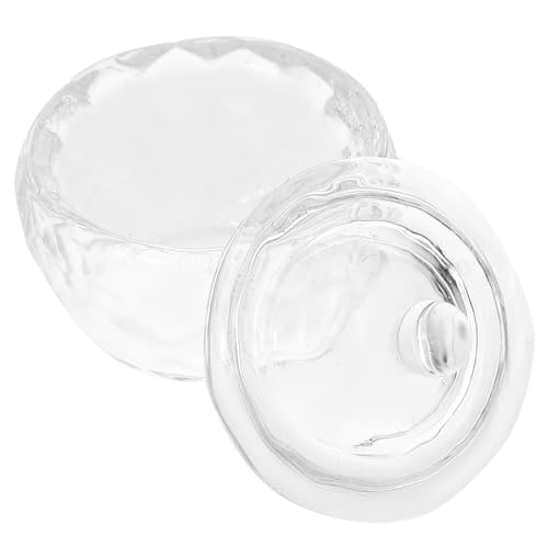 Plato de uñas de vidrio con tapa para manicura miniatura 1