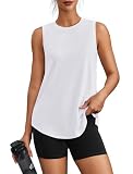PINSPARK Sporttop Damen Sport Tank Tops Sommer Ärmelloses Tank Top Schnelltrocknend Fitness Tennis Shirt Leichte Yoga Pilates Top Atmungsaktiv Sport Oberteile Weiß S