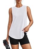 PINSPARK Sporttop Damen Sport Tank Tops Sommer Ärmelloses Tank Top Schnelltrocknend Fitness Tennis Shirt Leichte Yoga Pilates Top Atmungsaktiv Sport Oberteile Weiß S