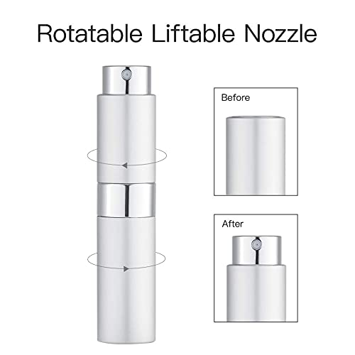 Image of 10ML Mini Perfume Atomizer Spray Bottle, Empty Refillable Glass Travel Cologne Sprayer for Men & Women with Refill Tools (Silver-3)