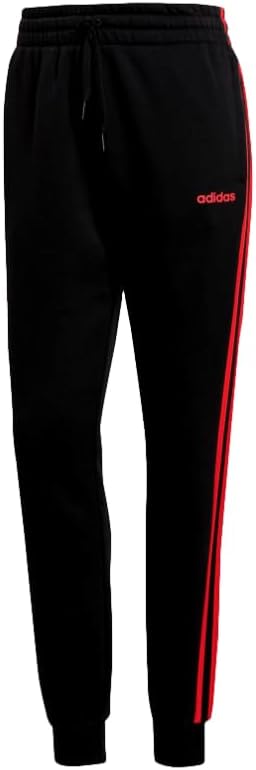 adidas Essentials 3-Stripes Women's Joggers Pants - Slim Fit, Tapered Legs, Side Welt Pockets, Cozy Fleece Material (US, Alpha, X-Large, Regular, Regular, Black/Red)