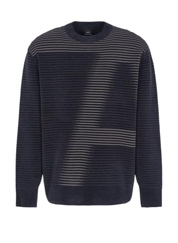 Armani Exchange Men's Limited Edition a Line Pullover Sweater with Hortizontal Stripes and a Large a Logo