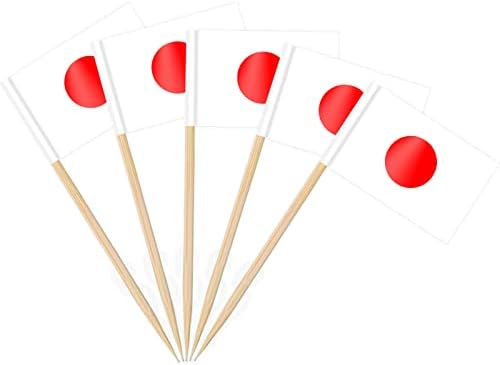 100/200pcs Japan Toothpick Flags Cake Toppers, Japanese Cocktail Stick Flag for Sandwich Food Cupcake Toppers Tableware World Cup Party Supplies Pub Royal Event Decor (100 Pcs)