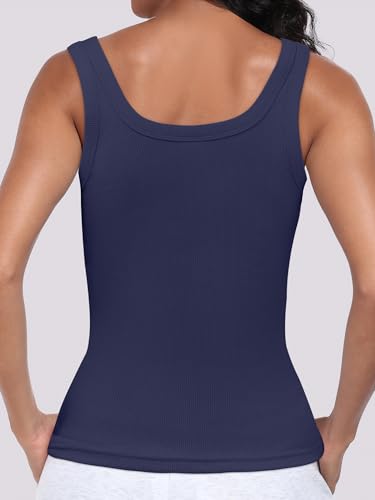 Image of ANRABESS Womens Sleeveless Scoop Neck Tank Top Ribbed Fitted Summer Basic Slim Cute Tops 2026