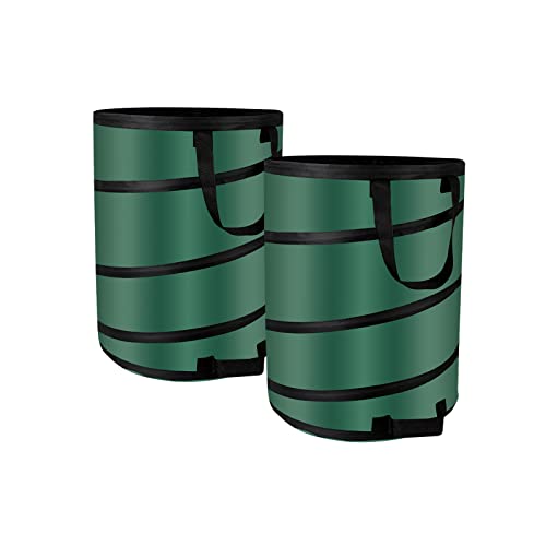 CDLXSH 2-Pack Garbage Can, Pop Up/Camping Trash Can, Reusable Outdoor Trash Can, Yard Waste Bags, 600D Waterproof Oxford Cloth Foldable Camping Recycling Bin (2-Pack-Green 10Gallons)